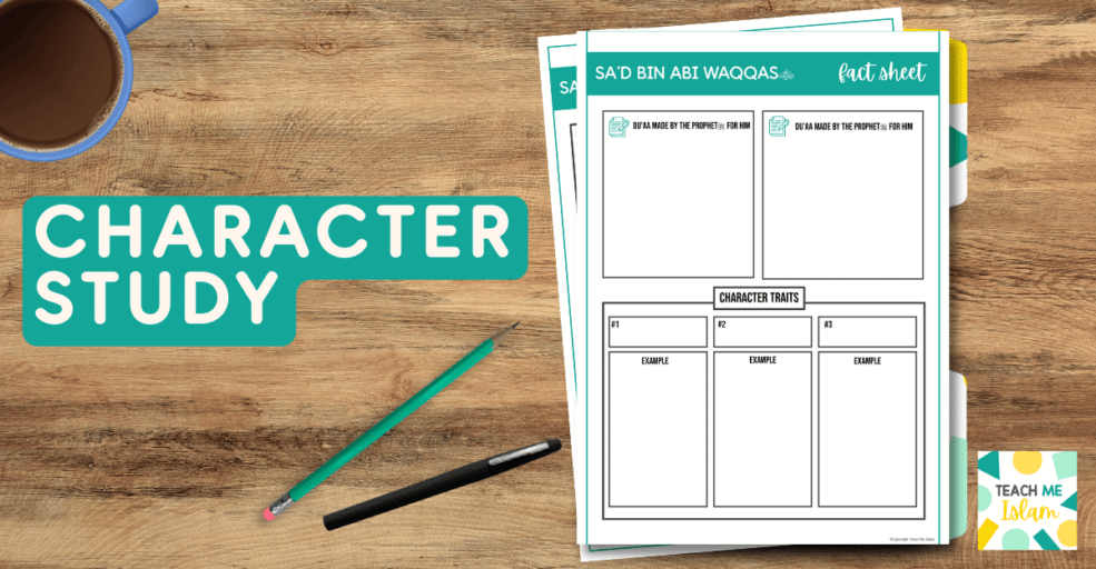 Worksheet identifying noble characteristics of Sa'd bin Abi Waqqas (may Allah be pleased with him)