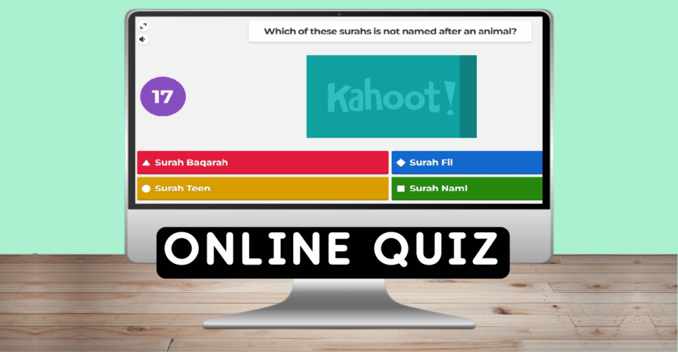 online Islamic studies quiz displayed on a desktop computer