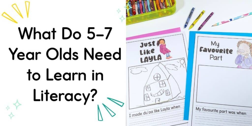 Colourful literacy worksheets for young children titled “Just Like Layla” and “My Favourite Part,” showing personal connection and story reflection activities inspired by Layla Learns Qur’an.