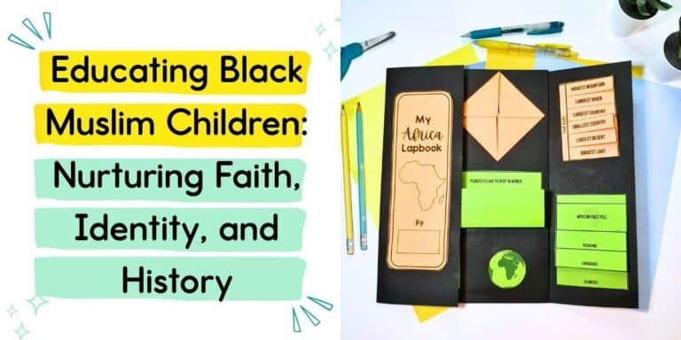 Educating Black Muslim Children graphic featuring an Africa lapbook homeschool activity project